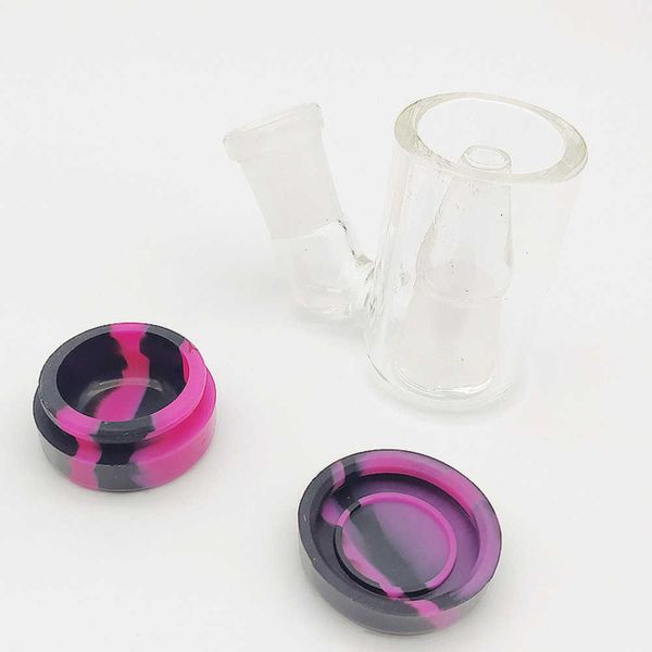 Acessórios para fumantes Borossilicate Ash Catcher Bowl 14mm 45 graus Tampa de silicone de qualidade alimentar para plataformas de petróleo de bongo