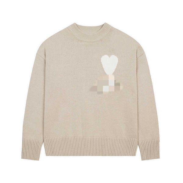 Sweaters masculinos Designer Winter Amis Macaron Crew Neck Letter Love Love Jacquard Casal Wool Blended Peach Heart for Men and Women U524