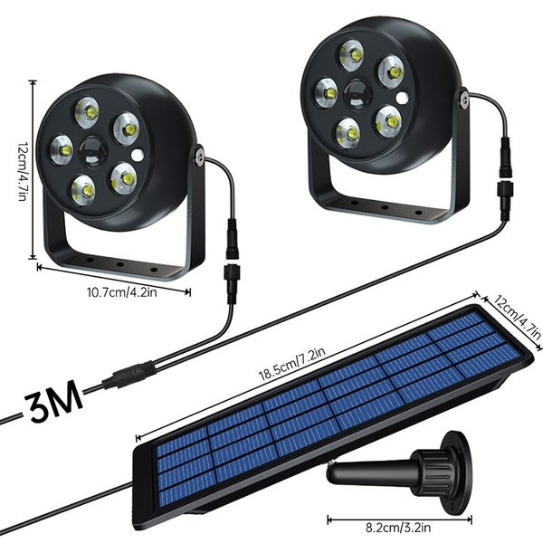 Perakende 2 in 1 LED güneş duvar lambaları çift kafa su geçirmez açık LED Lanscape yıkama duvar spotları bahçe için