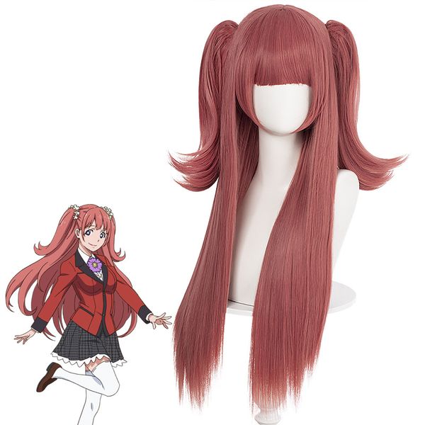 Мода Новый аниме розовый челк двойной хвост длинные волосы парик косплей парик