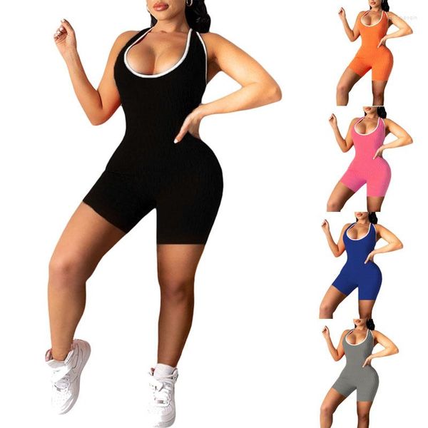 Fitnesskleidung Frauen Jumpsuit Erwachsene U-Neck ärmelloses Playsuit einteiliger Hosen Sportbekleidung für Sommer S/M/L/XL/XXL Style 2022