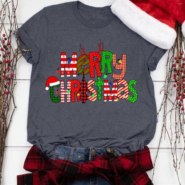 Damen-T-Shirts, Damen-Weihnachts-Sweet-Shirt, Kaffeetasse, kurzärmeliges Grafik-Top, lustige Sommer-Tops, Dish