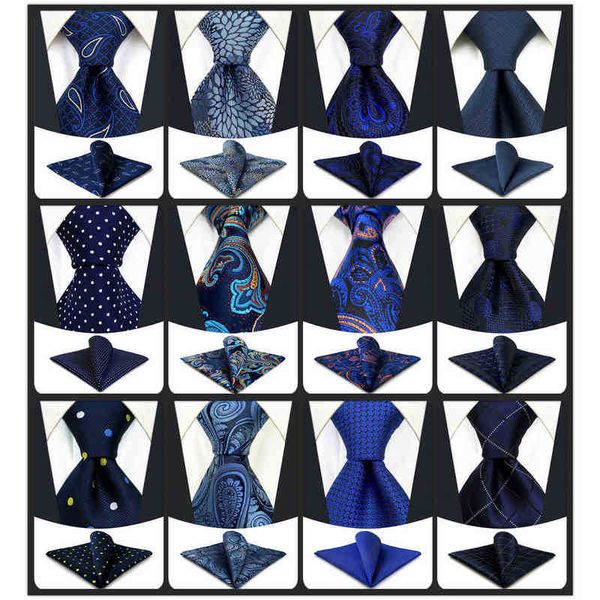 Presente de gravata e bolso de Blue Men Tie e Pocket Square Luxury Luxury 63 