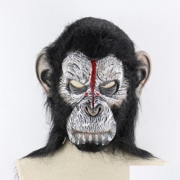 Máscaras de festa Planeta dos macacos Halloween Cosplay Gorila Masquerade Mask Monkey King Trajes Caps Realistic Y200103 Drop Delivery 2 Dhts5