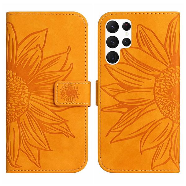 Case di portafoglio in pelle di fiori per Samsung A03 Core S22 Plus Note 20 Ultra S21 Fe S20 A13 4G 5G Sunflower Flower Fload Credit ID Card Shot Flip Cover Lady Book Borse