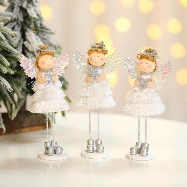 Ciondolo decorativo con angelo di Natale, angelo carino, bambola di peluche, in fibra chimica, albero di Natale, ornamenti natalizi creativi, decorazione per la casa RRE15309