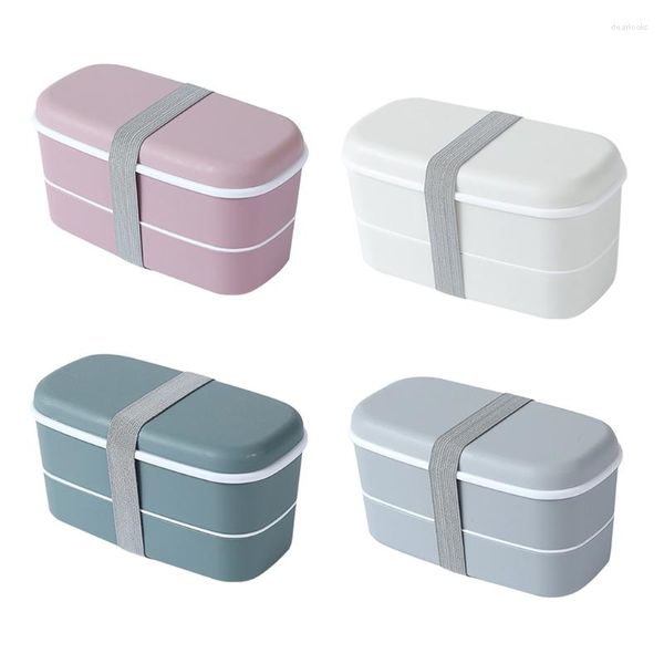 Set di stoviglie Bento Lunch Box Contenitore con bacchette Conservazione per adulti Bambini Scatole a doppio strato Forno a microonde Lavabile in lavastoviglie 1 pz