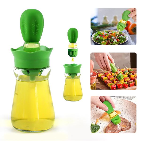 Utensílios de cozinha garrafa de óleo com pincel de silicone spray assado com churrasqueira dispensador de óleo de petróleo de cozinha de cozinha para churrasqueira acessórios de cozinha da ferramenta