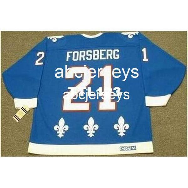 #21 PETER FORSBERG Quebec Nordiques 1994 CCM Vintage Home Hockey Jersey Nähen Sie eine beliebige Namensnummer