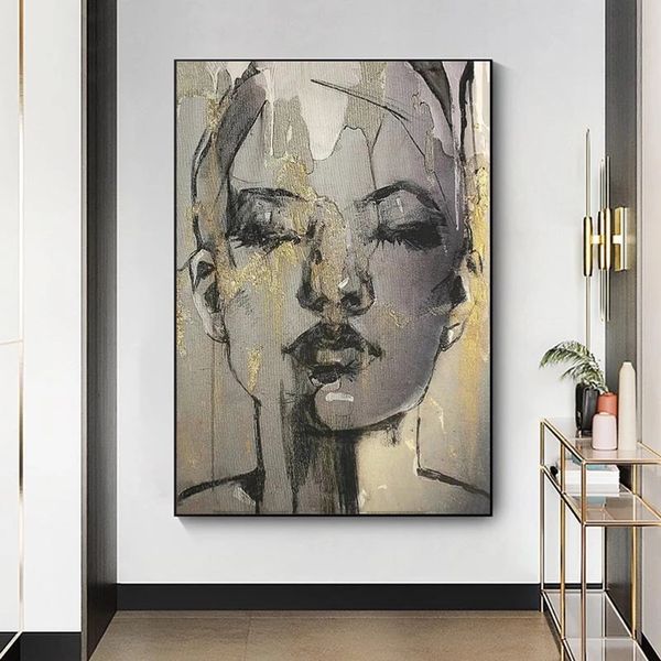 Wandkleed Face Black Canvas Painting Immagini di arte della parete Poster e stampe Decorazione della parete per soggiorno Può essere realizzato con coustomas