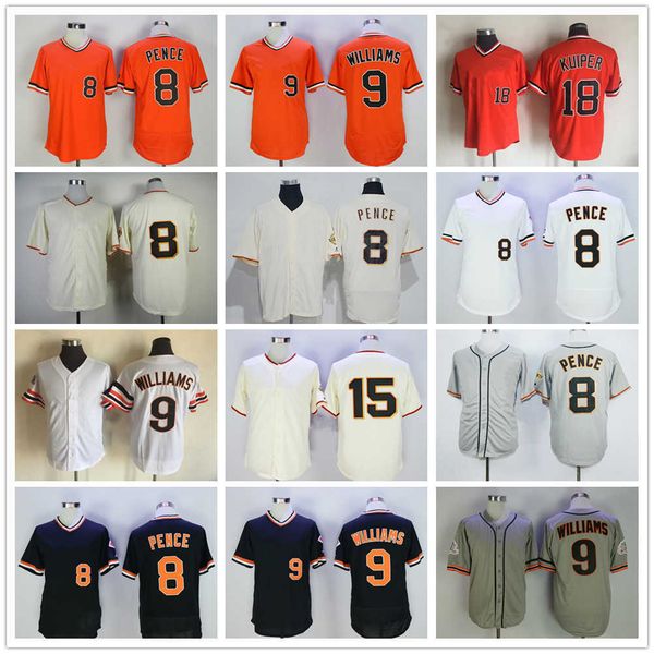 Maglia da baseball vintage 8 Hunter Pence 9 Matt Williams 15 Bruce Bochy 18 Duane Kuiper 1962 Maglie vuote Uomo Donna