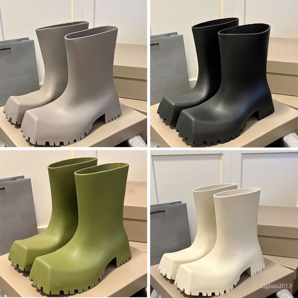 Women Designer Boot Boots Botas Rain Borracha Winter Rainboots Plataforma tornozelo de tornozelo em meio rosa preto verde focalista de luxo ao ar livre 35-40