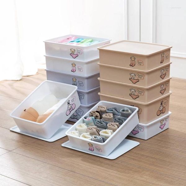 Lagerung Schubladen 3 Arten Frauen Männer Unterwäsche Organizer Kunststoff Box Fall Mit Deckel Schublade Schrank Schals Socken BH Tuch