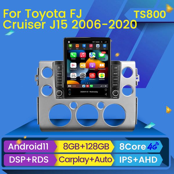 Android 11 Araba DVD Radyo Toyota FJ Cruiser için Multimedya Video Oynatıcı J15 2006-2020 Tesla Stil Navigasyon Stereo GPS 2din