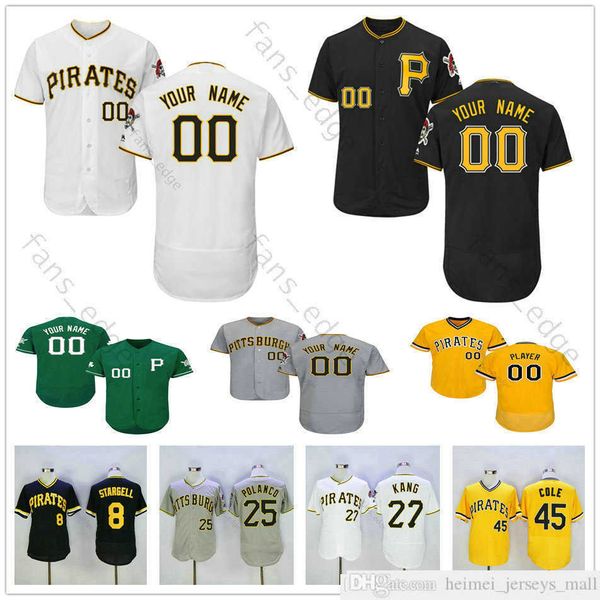 Maglie da baseball personalizzate 2019 12 Corey Dickerson 73 Felipe Vazquez 25 Gregory Polanco 50 Jameson Taillon Uomo Donna Bambini Gioventù cucita