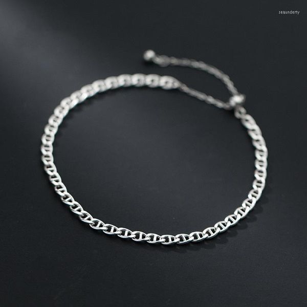 Tornozeleiras 925 Sterling Silver Cinco linhas para mulheres marinheiros planos marinheiros simples Durável Corrente de pés Jóias de festa de praia de verão fofas