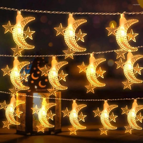 Strings Moon Star Eid Ramadan Decorações 2022 Luzes Mubarak Decor Home Islã Partido Muçulmano Ajuda