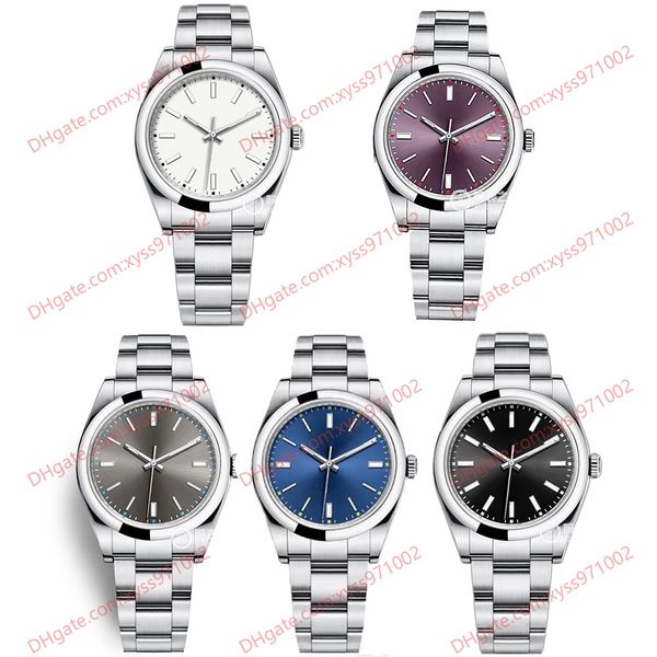 Relógio asiático de alta qualidade 2813 Automático M114300 Relógio masculino 39mm Blue Purple White Dial Sapphire Glass Aço inoxidável Banda de relógio preto Relógios de moda