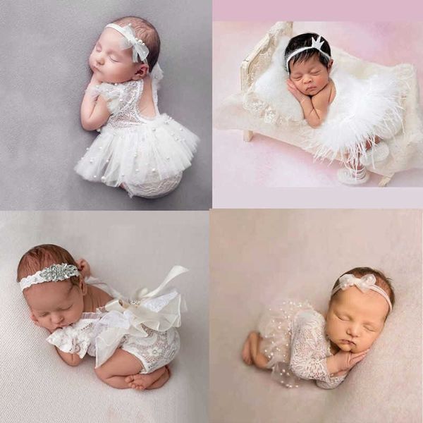 Christening dresses 0-1 Month Baby Girl Lace Pearl Princess Dress Newborn Photography Props Outfit Photo Shoot Costume T221014