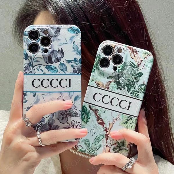 Custodie per cellulari di lusso con vernice floreale per iPhone 14 13 12 11 Pro Max X Xs Xr Soft IMD TPU Back Fashion Design Custodia per modello di marca iPhone14pro 13pro 12pro