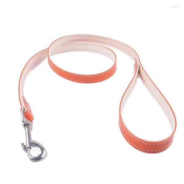 Collari per cani Guinzaglio in pelle PU Guinzagli per addestramento per animali domestici Sicurezza 47 '' Guinzaglio per cani di piccola taglia media Rosa Arancione Rosso Nero