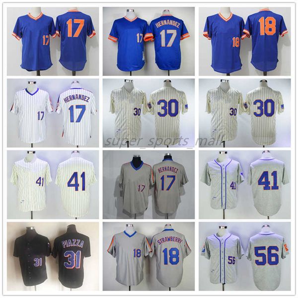 Maglia da baseball vintage 17 Keith Hernandez 18 Darryl Strawberry 30 Michael Conforto 1969 31 Mike Piazza 41 Seaver Cespedes Uomo Donna Gioventù