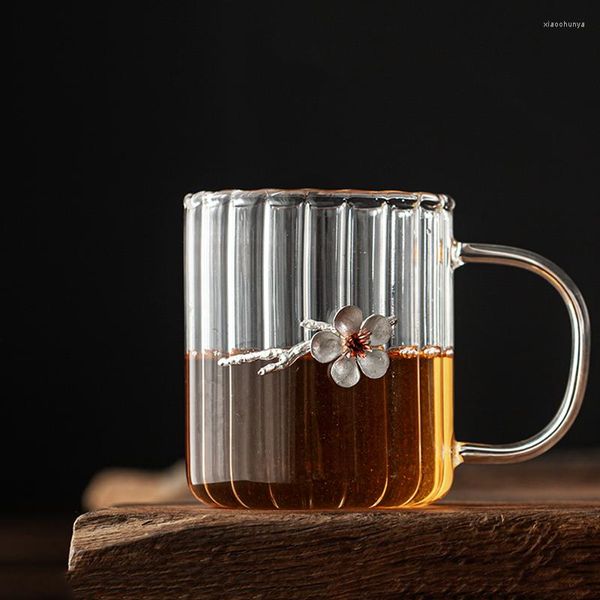 Canecas Creative Tea Cup de Tear Resistente a Calor Caneca de Vidro Transparente Escritório Mestre de Flores Flores Chegada Decoração de Café de Café Contêiner