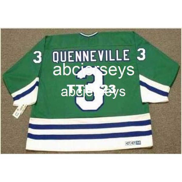 Mens # 3 JOEL QUENNEVILLE Hartford Whalers 1988 CCM Vintage Home Hockey Jersey Stitch qualsiasi numero di nome