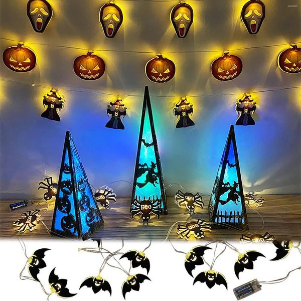 Saiten 2m 10LED Halloween Kürbis Spinne Fledermaus Schädel Lichterketten Lampe DIY Hängende Horror Dekoration für Home Party Supplies