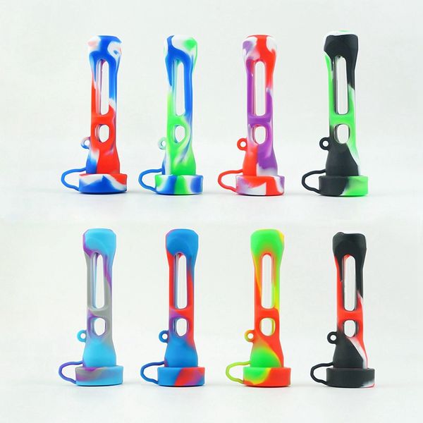 Fumo in silicone colorato Proteggi la pelle Vetro spesso Secco Herb Tabacco olio Rigs Tubo filtro Supporto per copertura portatile Tubi Punta Tubi di paglia Presa di fabbrica di sigarette