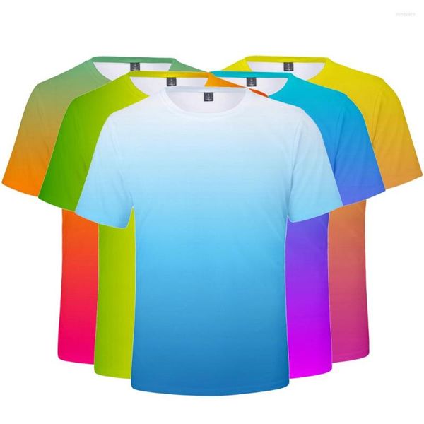 Camisetas masculinas de verão gradiente colorido homens mulheres crianças harajuku personalização 3d camiseta tops menino menina neon cor legal tee