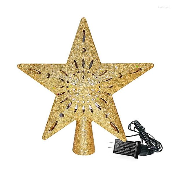 Luci notturne Star Xmas Tree Topper illuminato con fiocco di neve rotante Proiettore a LED Decorazioni natalizie per spina europea