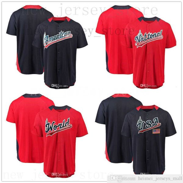 2018th All-Star American League National League Baseball Jerseys Custom Stitched Red Game Home Run Team Team Jersey USA World Futures Futures