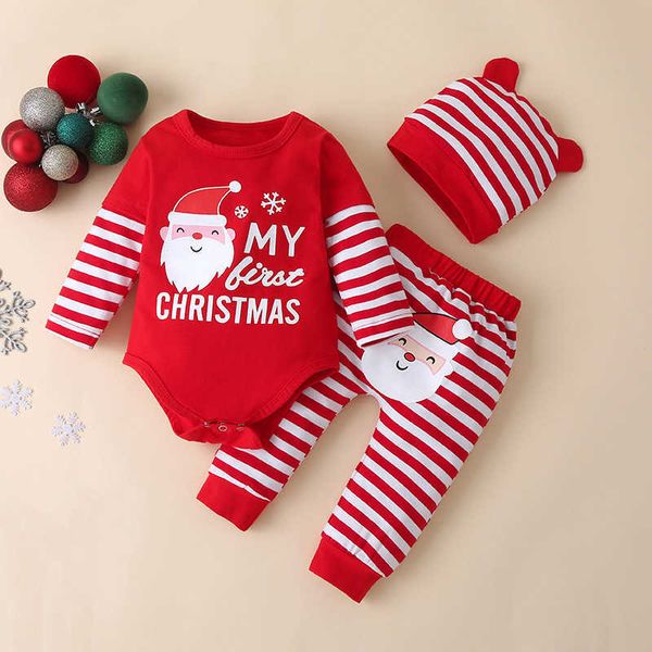 Occasioni speciali Neonato Neonato Ragazza Set di vestiti di Natale 12 mesi Il mio primo Natale Abiti da Babbo Natale Pagliaccetto Pantaloni Cappello Costumi di Natale T221014