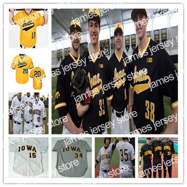 Baseball College Baseball veste personalizado 2021 Iowa Hawkeyes College Baseball Jersey Dylan Nedved Trace Hoffman Hunter Lee Brayden Frazier Tyler