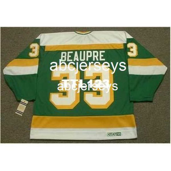 #33 DON BEAUPRE Minnesota North Stars 1985 CCM Vintage k Hockey Jersey Costure qualquer número de nome