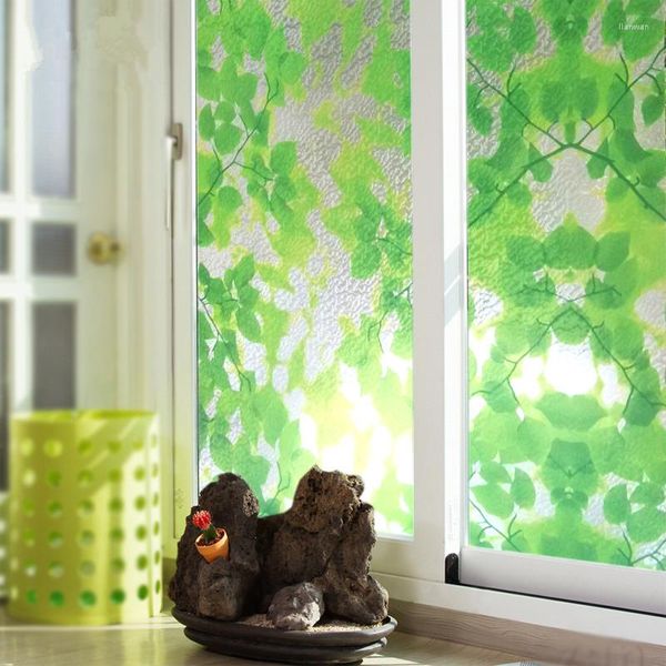 Fensteraufkleber Nuelife Green Leaf Film Sonnenschutz Glasaufkleber Wärmeisolierung Elektrostatisch Schlafzimmer Wintergarten Schatten PVC