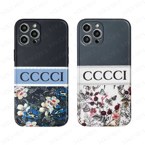 Capas de telefone de flor de design luxuoso para iPhone 14 14pro 13 13pro 14plus 12 Pro Max 11 X Xs Xr 8 7 Plus Soft Print Forest Butterfly Back Shell Case Classic Cover
