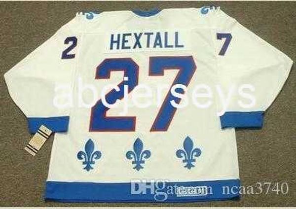 Men Vintage #27 RON HEXTALLS Quebec Nordiquess 1992 CCM Vintage Hockey Jersey personalizado qualquer número de nome