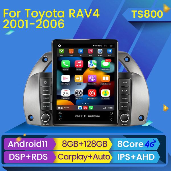 Car DVD-радио мультимедийный игрок DSP 2Din Android 11 для Toyota RAV4 RAV 4 2001 2002 2003-2006 Навигация GPS Video Carplay Bt Bt