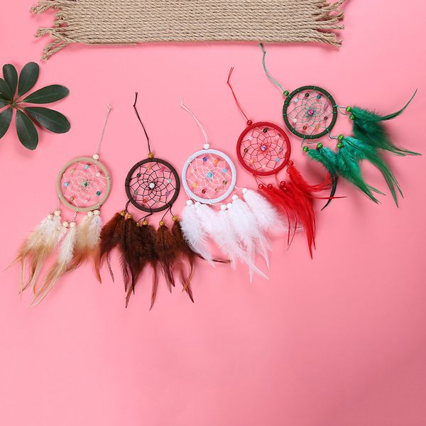 Dream Catcher Car Interior Specchietto retrovisore Hanging Decor Griglie fatte a mano Nature Feather Small Boho Car Charms Accessori pendenti 1223409