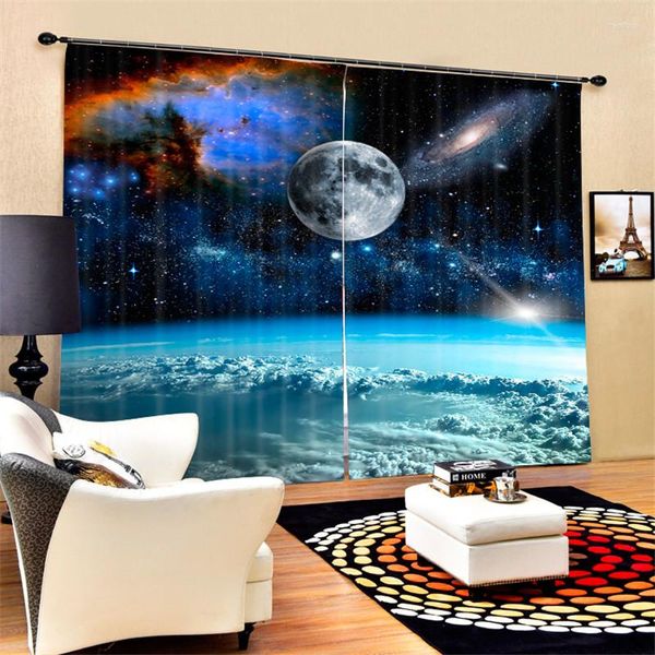 Vorhang Weltraum Galaxy Luxus Blackout 3D Vorhänge für Wohnzimmer Bettwäsche Büro Vorhänge Cotinas Para Sala