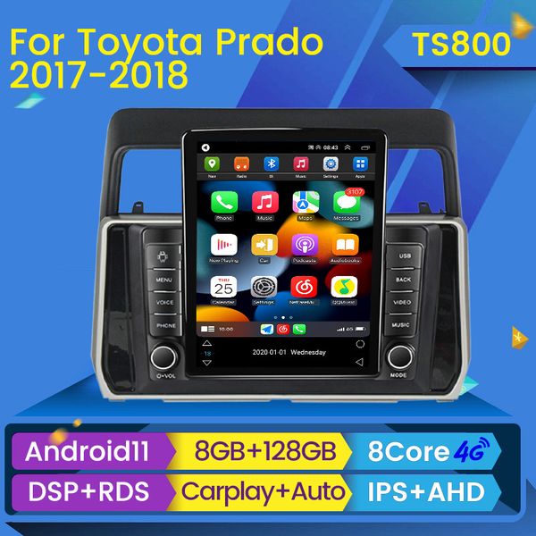 Toyota Land Cruiser Prado için Araba DVD Radyo Multimedya Video Oyuncusu Android 11 - 2018 Tesla Style Navi Stereo GPS BT