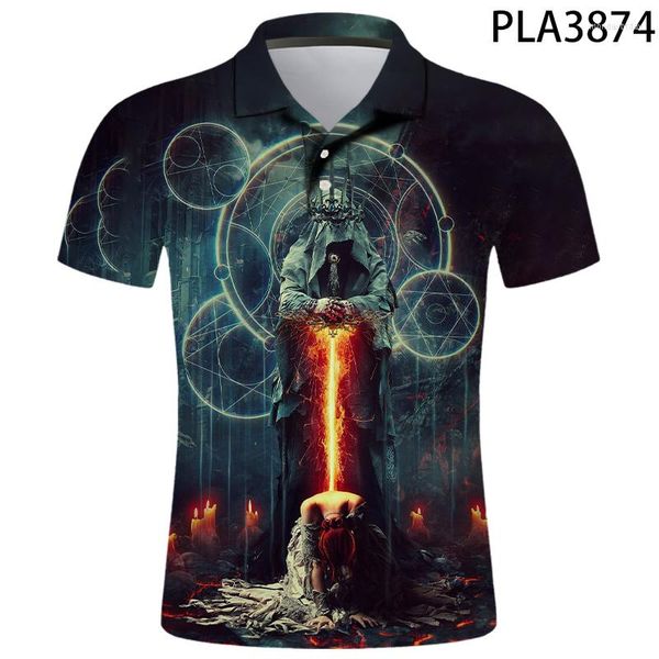 Polos masculinos 3d camisetas impressas homens homens esqueletos legais pólo homme moda camisas streetwear casual harajuku manga curta ropa de hombre tops