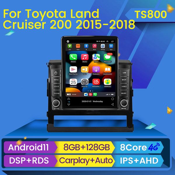 Tesla Stil Android Auto dvd Radio Stereo-Player Für Toyota Land Cruiser LC 200 2016-2019 Multimedia Video Navigation GPS BT