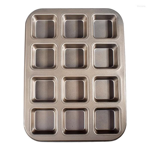 Utensili da forno LBER 12 tazze quadrate mini pane hamburger muffin cupcake stampo per uso domestico teglia antiaderente vassoi da forno strumento per pasticceria