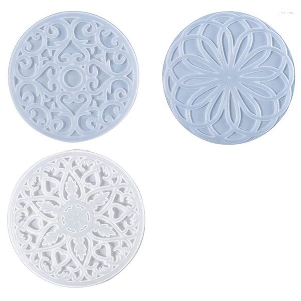 Utensílios de cozinha moldes de silicone para moldar mandala conjunto de resina para fazer copos ocos esculpidos tapete