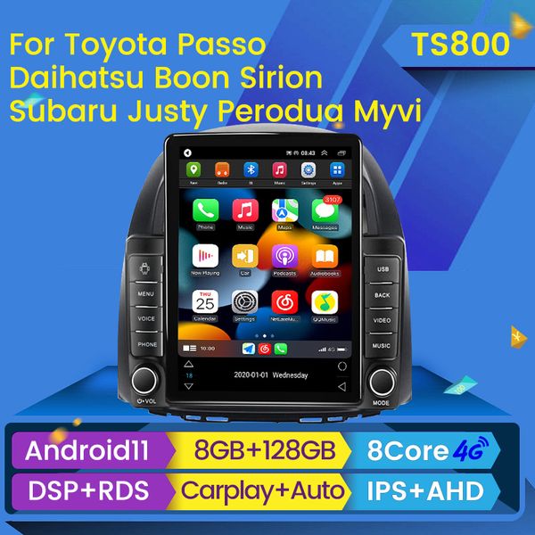 Toyota Passo Daihatsu için Tesla Style Araba DVD Otomatik Radyo Oyuncusu Boon Sirio Radyo Stereo 2din Android Otomatik Carplay GPS Navigasyon