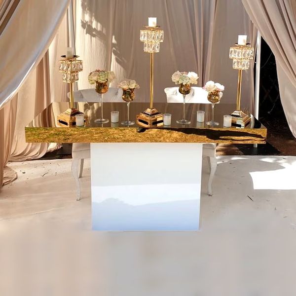 decorazione Piedistallo da sposa di lusso a specchio per sposi docce arredamento addio al nubilato arredamento candy bar dolci cuore idea tavolo torta natalizia imake454