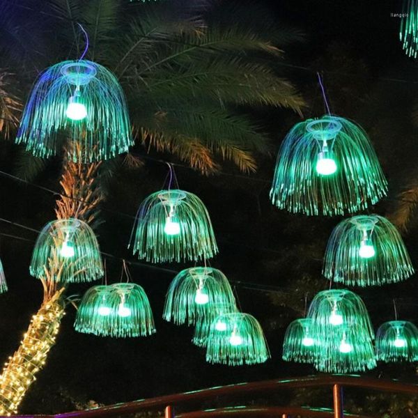 Strings Fiber Optic String Light 60/80cm Christmas Jellyfish Dandelion Fairy Party Patio Tree Holding Garland